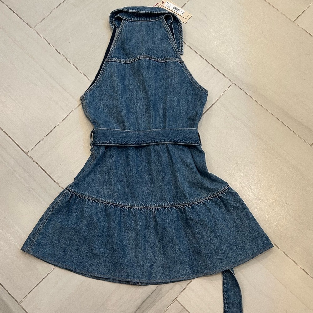 Alice + Olivia Light Blue Denim Halter Mini Dress - Picture 5 of 6